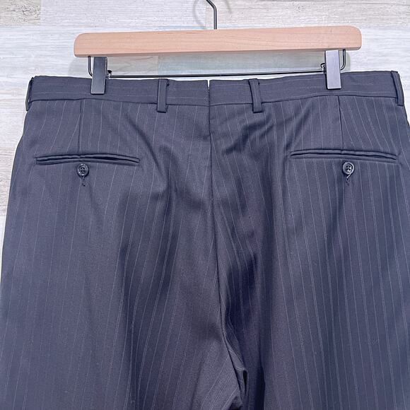 Ing Loro Piana Italy Wool Striped Suit Black Stripe Daniel Cremieux Mens 44S 37W - Picture 12 of 13